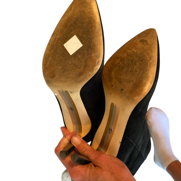 SAM EDELMAN BLACK SUEDE KNEE HIGH STILETTO POINTY TOE 7.5 - Picture 8 of 8